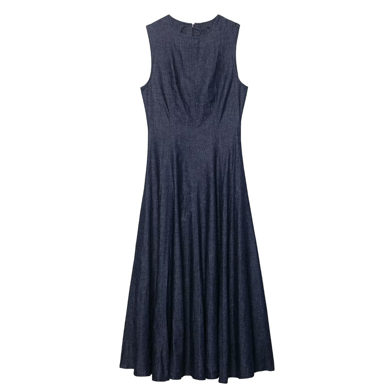 Midi Dress - เดรสยีนส์ทรงมิดิสไตล์เรโทรแฟชั่นแบบสลิมฟิตใหม่