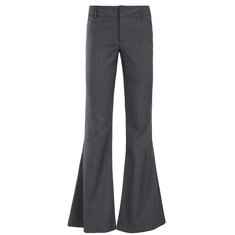 Tailored Trouser Wide - กางเกงขายาวสีเทา ทรงขากว้างเล็กน้อย มีจีบด้านหน้า ทรงเรียบ ทรงเข้ารูป ติดกระดุมด้านหน้า