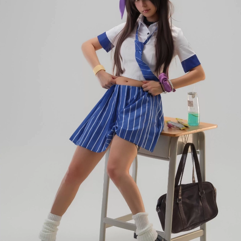 Womens Blazer - นาการาคอสเพลย์เครื่องแต่งกาย JK ชุดเครื่องแบบสีกรมท่าเสื้อเบลเซอร์กระโปรงจีบริบบิ้นถุงเท้ายาวถึงเข่าสำหรับผู้หญิงฮาโลวีน