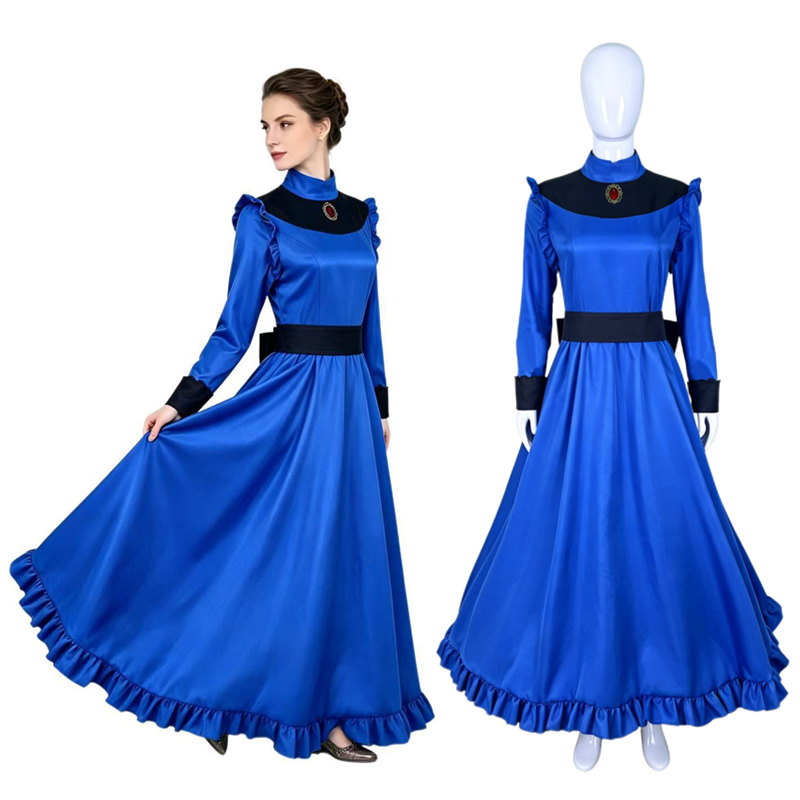 Evening Gown - อะนิเมะยูบาบาคอสเพลย์เครื่องแต่งกายสำหรับปาร์ตี้ฮาโลวีนสไตล์วิคตอเรียนวินเทจสตรีชุดราตรีรอยัลบลูบอลชุดคอสูง