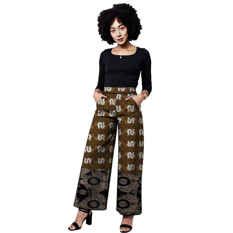 Tailored Trouser Wide - ชุดอังการา กางเกงขายาวผู้หญิงแบบปะติดปะต่อ กางเกงขากว้าง แฟชั่นแอฟริกัน ชุดลำลองสำหรับผู้หญิง ชุดออกงาน