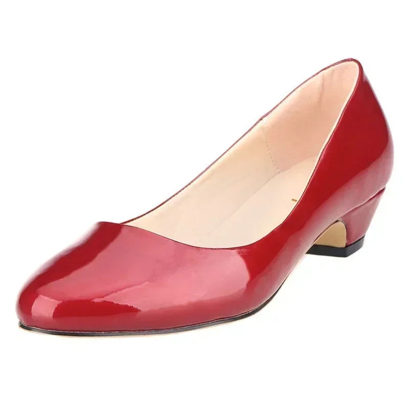 Womens Heels - รองเท้าส้นเตารีดแบบสวมสำหรับผู้หญิง สไตล์ลำลอง สวมใส่สบาย เหมาะกับชุดเดรส หัวกลม ส้นเตารีดแบบหนา