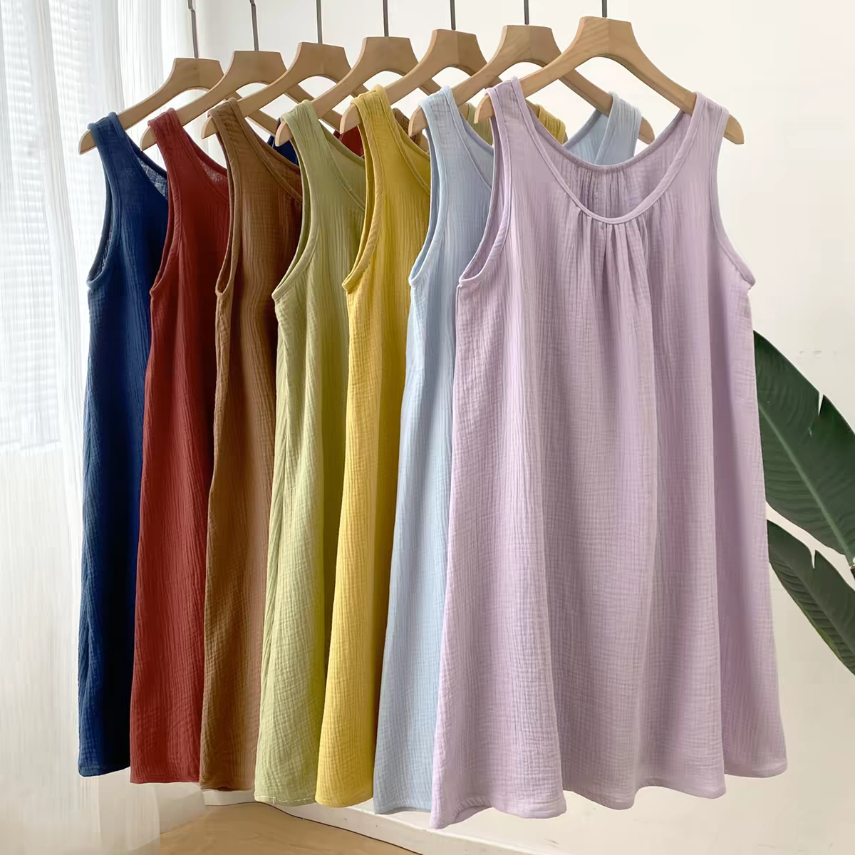 เดรสแขนกุดผ้าฝ้าย 100% สไตล์ลำ - Midi Dress บทวิจารณ์และราคา