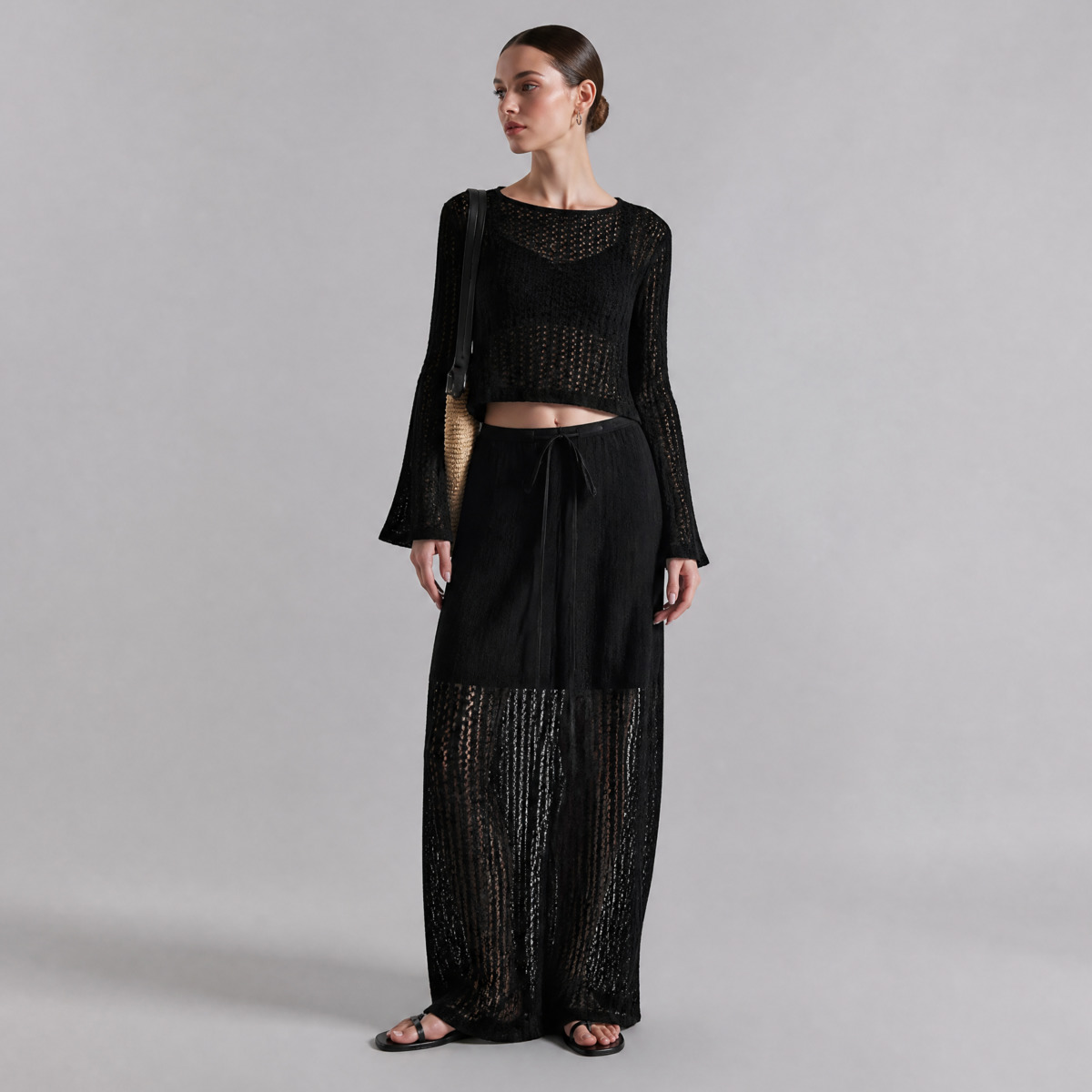 ชุดเซ็ตสองชิ้นถักแบบโปร่งสำหรั - Formal Skirt บทวิจารณ์และราคา