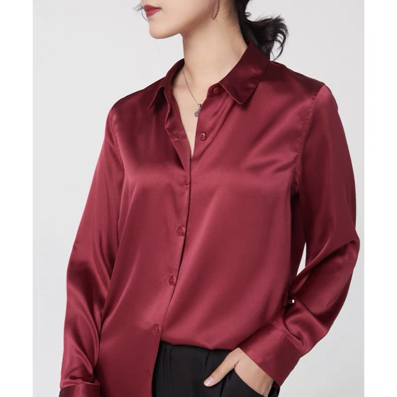 Elegantซาตินเสื้อแขนยาวผู้หญิง - Silk Blouse บทวิจารณ์และราคา