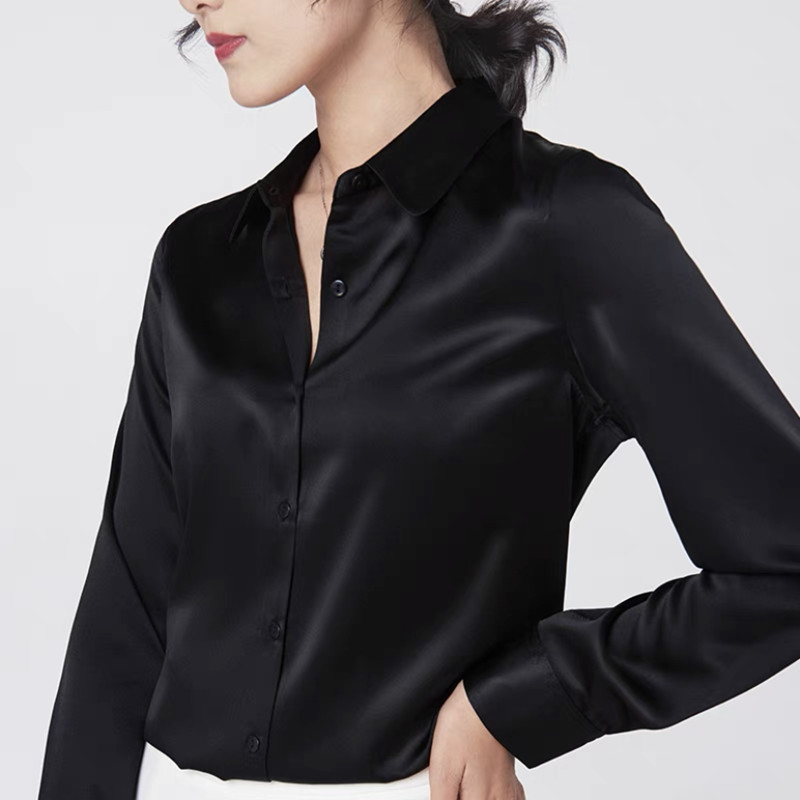 Elegantซาตินเสื้อแขนยาวผู้หญิง - Silk Blouse บทวิจารณ์และราคา