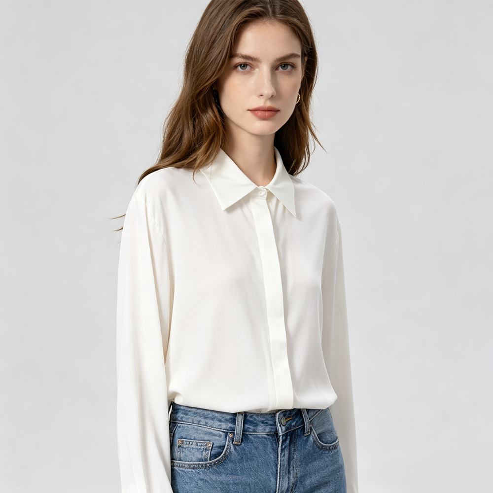 เสื้อเชิ้ตแขนยาวผ้าซาตินคู่ยืด - Silk Blouse บทวิจารณ์และราคา