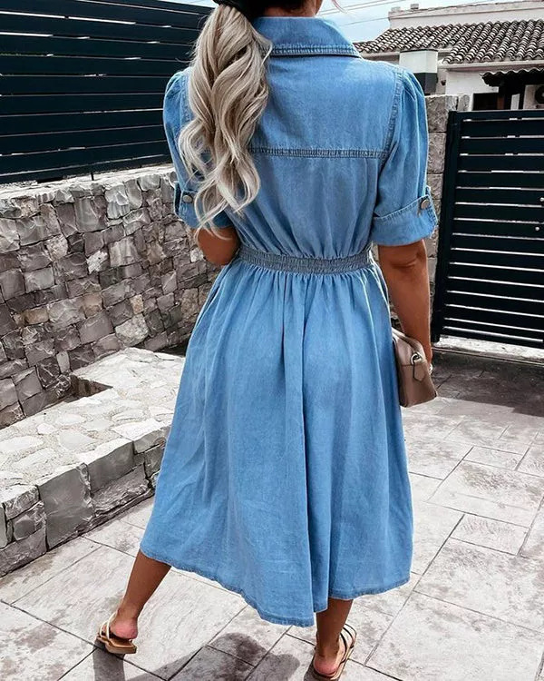 เดรสเชิ้ตยีนส์สีอ่อนสำหรับผู้ห - Midi Dress บทวิจารณ์และราคา