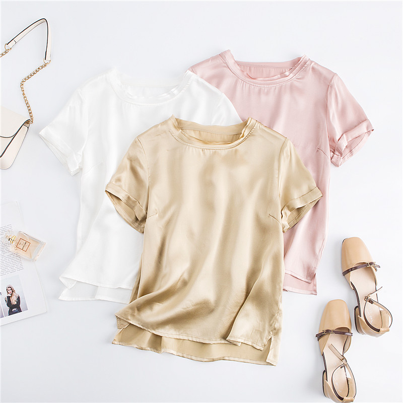 เสื้อเบลาส์ผ้าไหมเทียมแขนสั้น  - Silk Blouse บทวิจารณ์และราคา