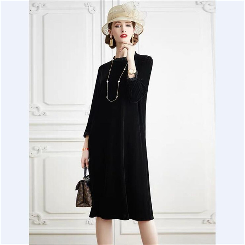 เดรสกำมะหยี่ทรงเอไลน์สำหรับผู้ - Midi Dress บทวิจารณ์และราคา