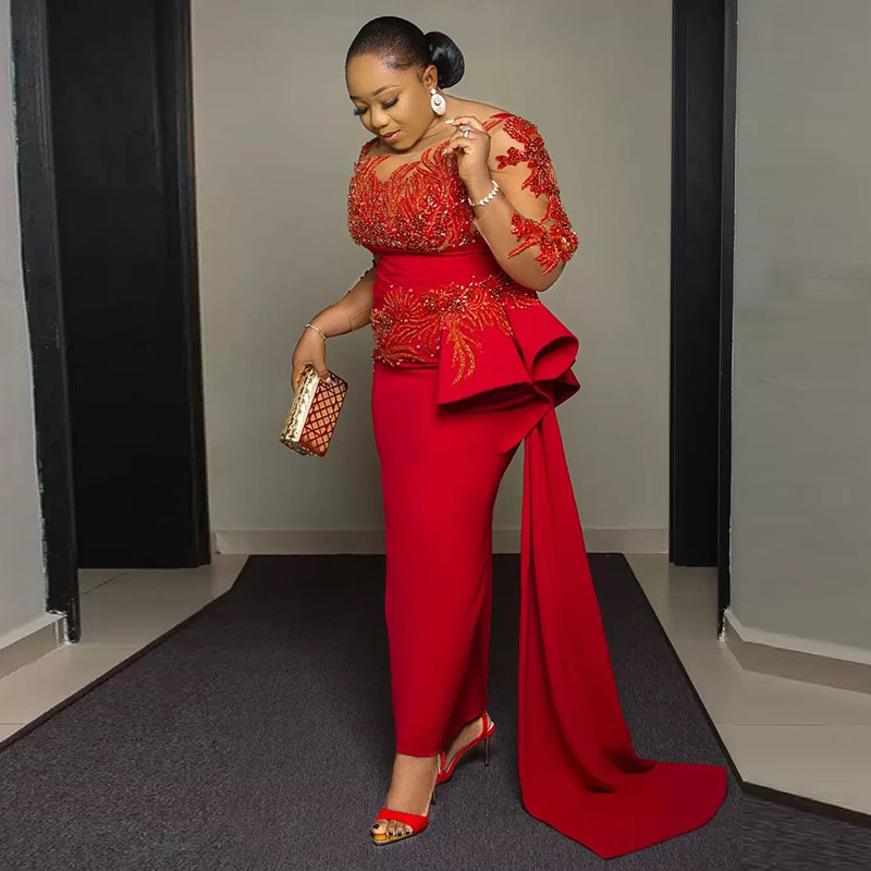 สีแดงลูกไม้AppliquesพรหมชุดShe - Women'S Red Formal Wear บทวิจารณ์และราคา