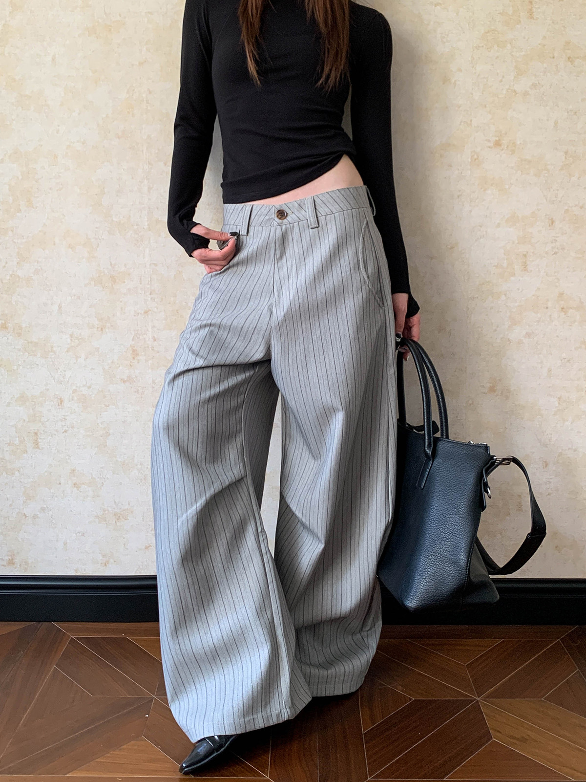 กางเกงลำลองทรงขากว้างลายทางแนว - Tailored Trouser Wide บทวิจารณ์และราคา