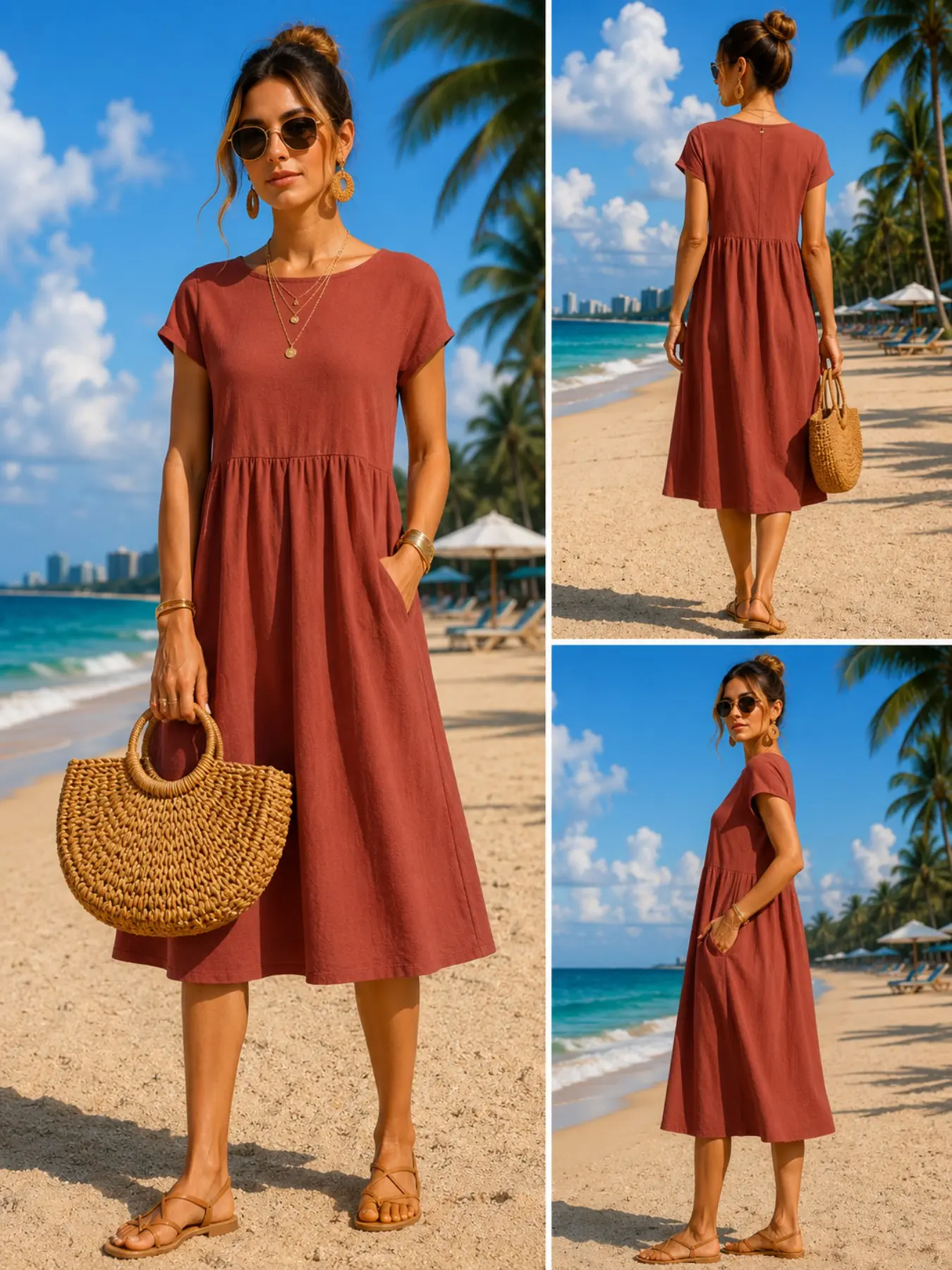 ชุดเดรสยาวระดับกลางสำหรับผู้หญ - Midi Dress บทวิจารณ์และราคา