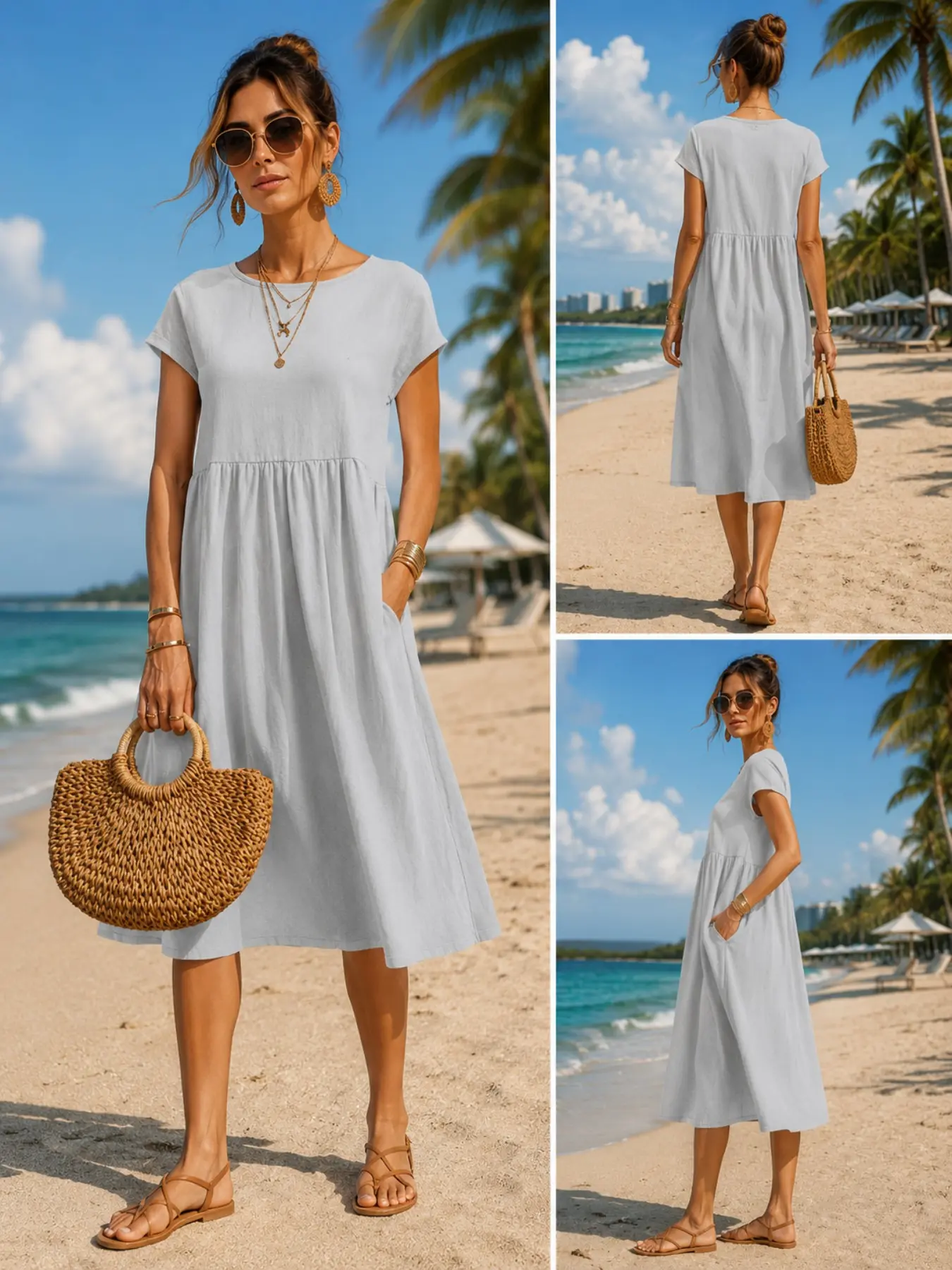 ชุดเดรสยาวระดับกลางสำหรับผู้หญ - Midi Dress บทวิจารณ์และราคา