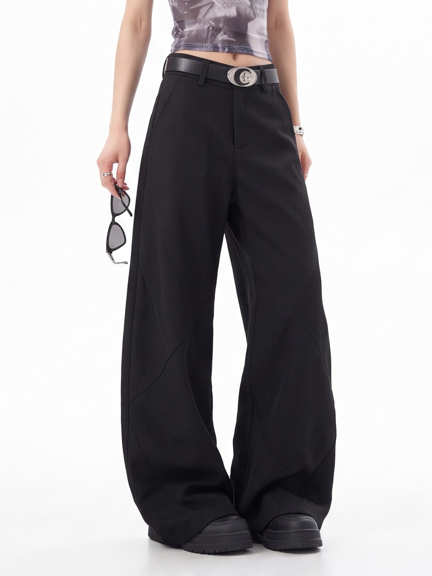 กางเกงเอวสูงสีดำสำหรับผู้หญิง  - Tailored Trouser Wide บทวิจารณ์และราคา