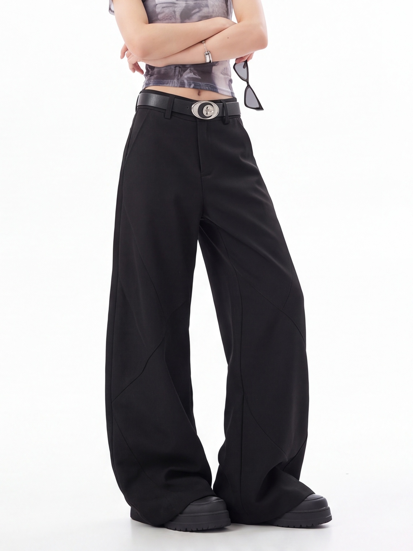 กางเกงเอวสูงสีดำสำหรับผู้หญิง  - Tailored Trouser Wide บทวิจารณ์และราคา
